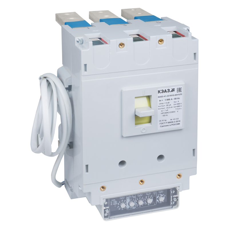 Выключатель автоматический 3п 1000А 135кА ВА53-41-331810 УХЛ3 690В НР=400В AC задн. присоед. КЭАЗ 259703