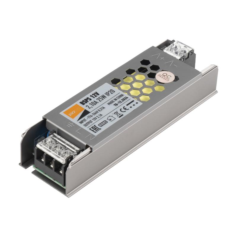 Блок питания для светодиодной ленты 25Вт 2.1А 12В IP20 BSPS метал. JazzWay 3329341A