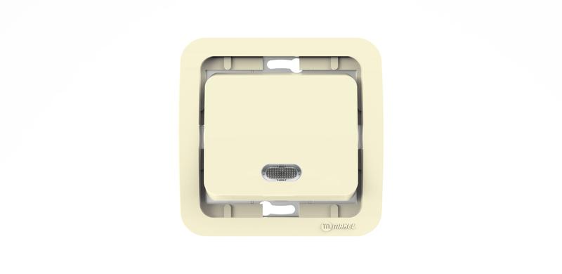 Выключатель 1-кл. СП Mimoza 10А IP20 без вставки с подсветкой крем. Makel 32021