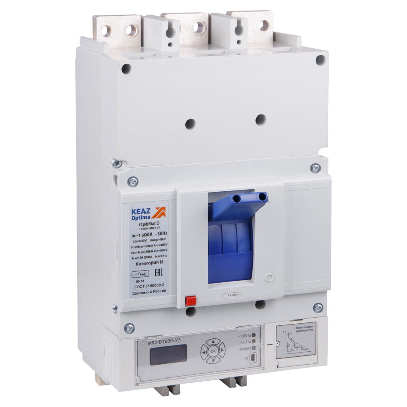 Выключатель автоматический 3п 1000А диапазон уст. 500…1000А 50кА OptiMat D1000N MR2 У3 КЭАЗ 270314