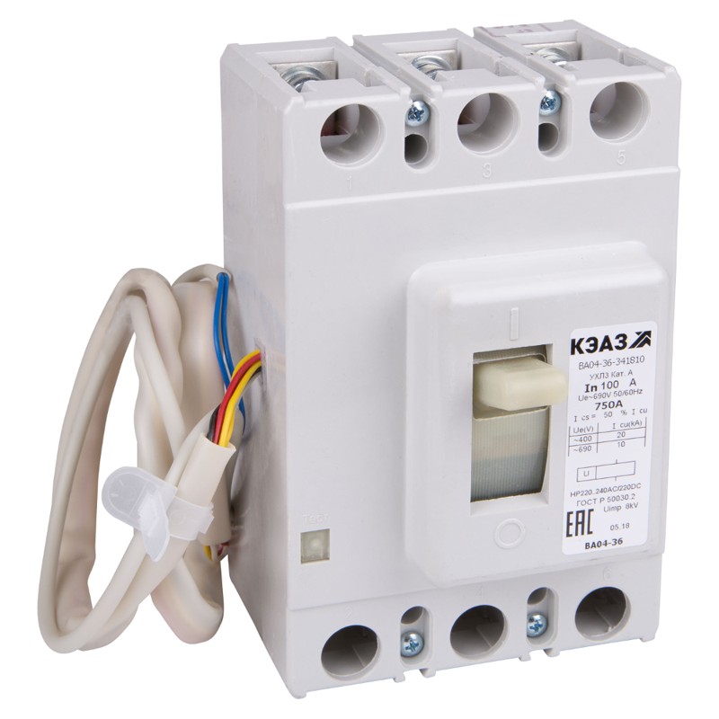 Выключатель автоматический 3п 250А 1500Im 20кА ВА04-36-341830 УХЛ3 690В AC НР=24В AC/DC ПЭ230АС КЭАЗ 272711
