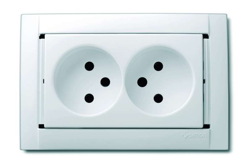 Розетка 2-м СП Simon34 без заземл. бел. Simon 34457-30