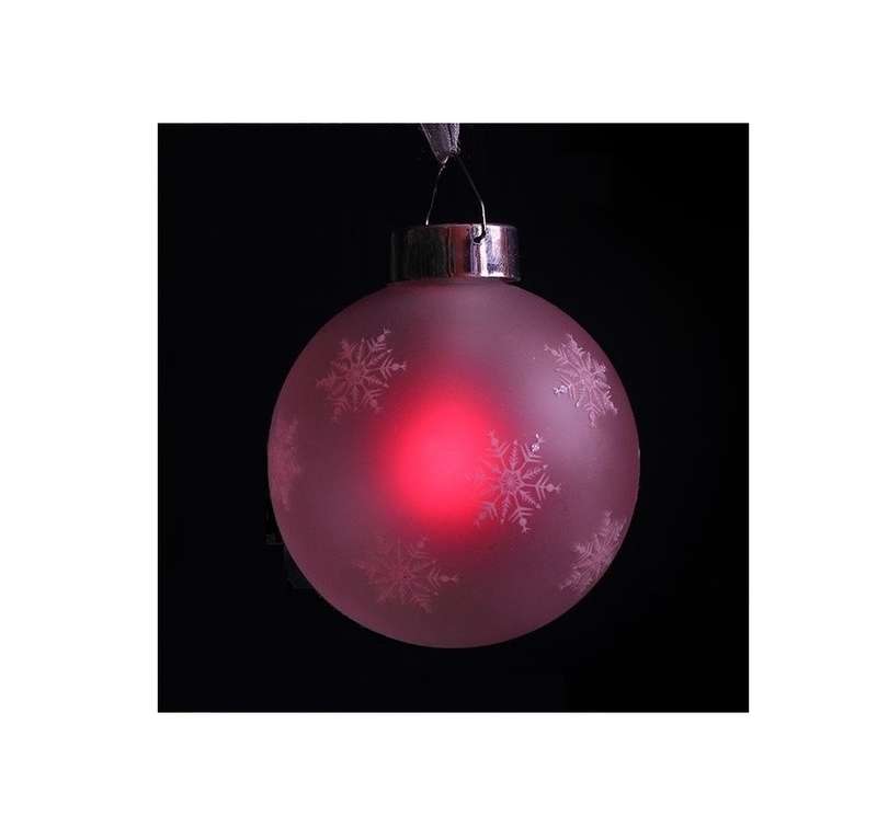 Игрушка на елку "Шар" GM3307-26 8см красн. матов. стекло с орнаментом; красн. светодиод на батарейках 3XLR44 (таблетка) (уп.6шт) SHLights 4690601021007