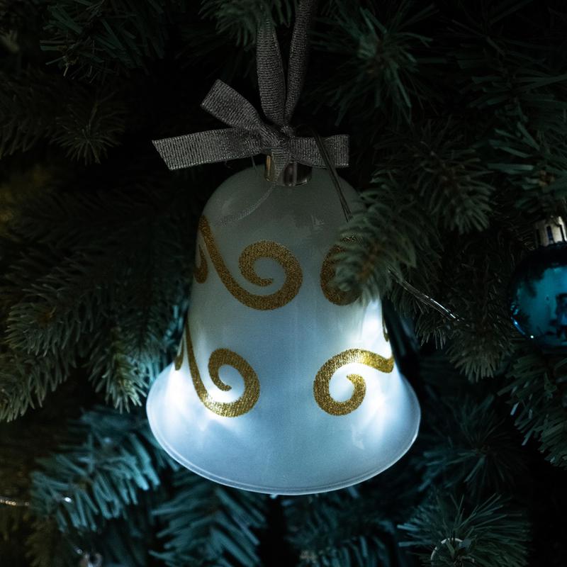 Игрушка на елку "Светящийся шар" LBLFS1-10B-2 10см на батарейках 2АА бел. (упак.24 шт) SHLights 4610003329525