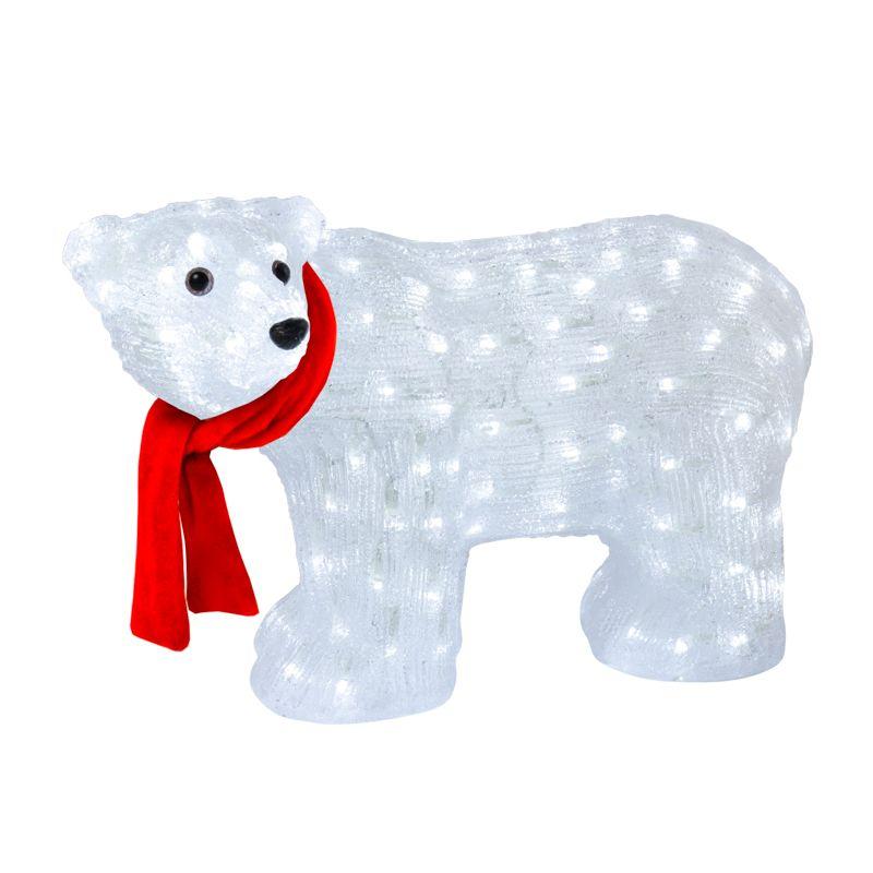 Фигура светодиодная акриловая "Мишка с красной лентой" 60см 200LED бел. 6Вт 24В IP65 понижающ. трансф. в компл. Neon-Night 513-267