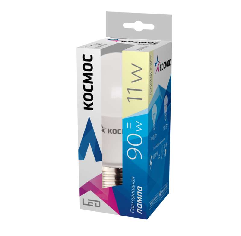 Лампа светодиодная A60 11Вт 3000К E27 220В КОСМОС Lksm_LED11wA60E2730