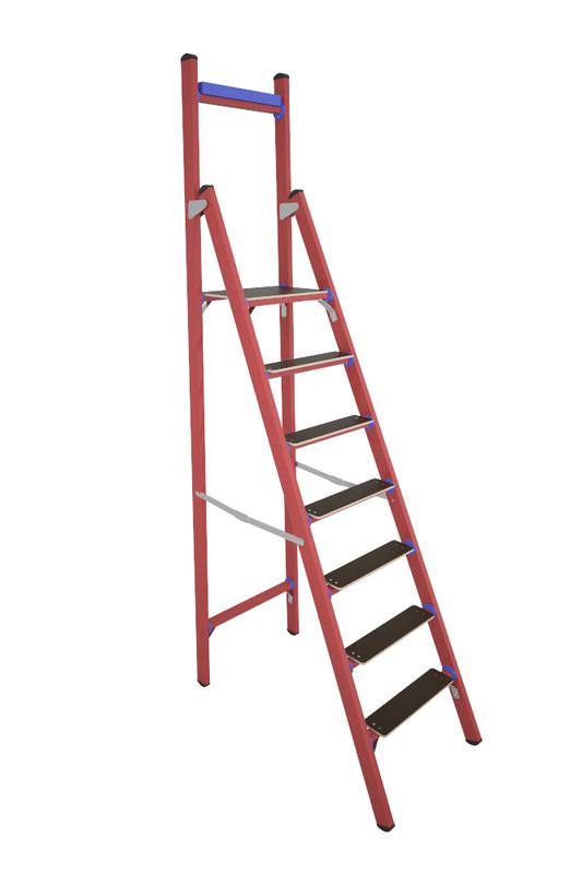 Стремянка диэлектрическая СВД-1.8 Евро Телеком с вертикальной опорой стеклопластик. Антиток Д289516