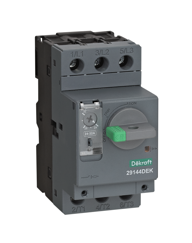 Выключатель автоматический защиты двигателя с поворот.рукояткой с термомагнитным расцепит. 3P 1.0-1.6А 100кА ВА-451 Dekraft 29135DEK