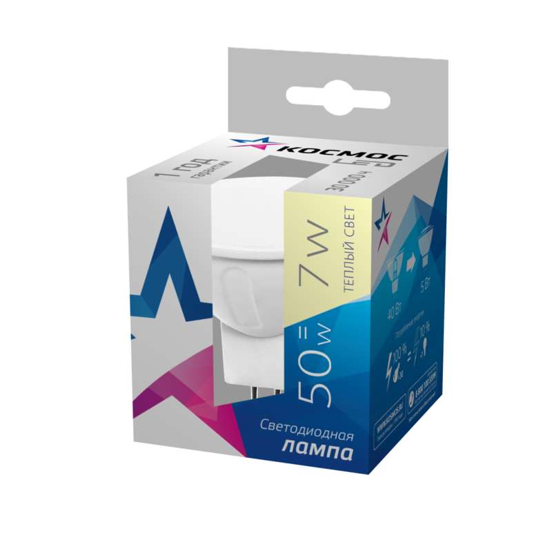 Лампа светодиодная JCDR 7Вт 220В GU5.3 3000К Космос Lksm_LED7wJCDRC30