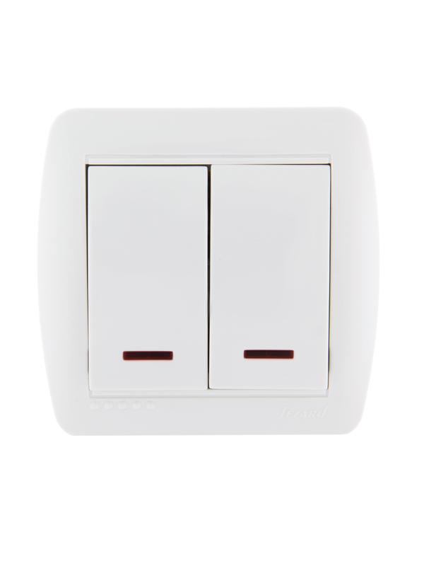 Выключатель 2-кл. ОП Demet 10А IP20 с подсветкой бел. LEZARD 711-0200-112