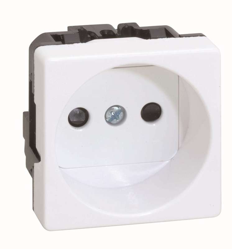 Розетка 1-м СП Simon 27 16А IP20 2п без заземл. защ. шторки винтов. клеммы широкий модуль механизм бел. Simon 27431-65