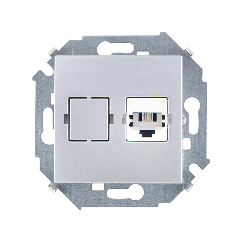 Розетка телефонная СП Simon 15 RJ11 винтов. зажимы механизм алюм. Simon 1591480-033