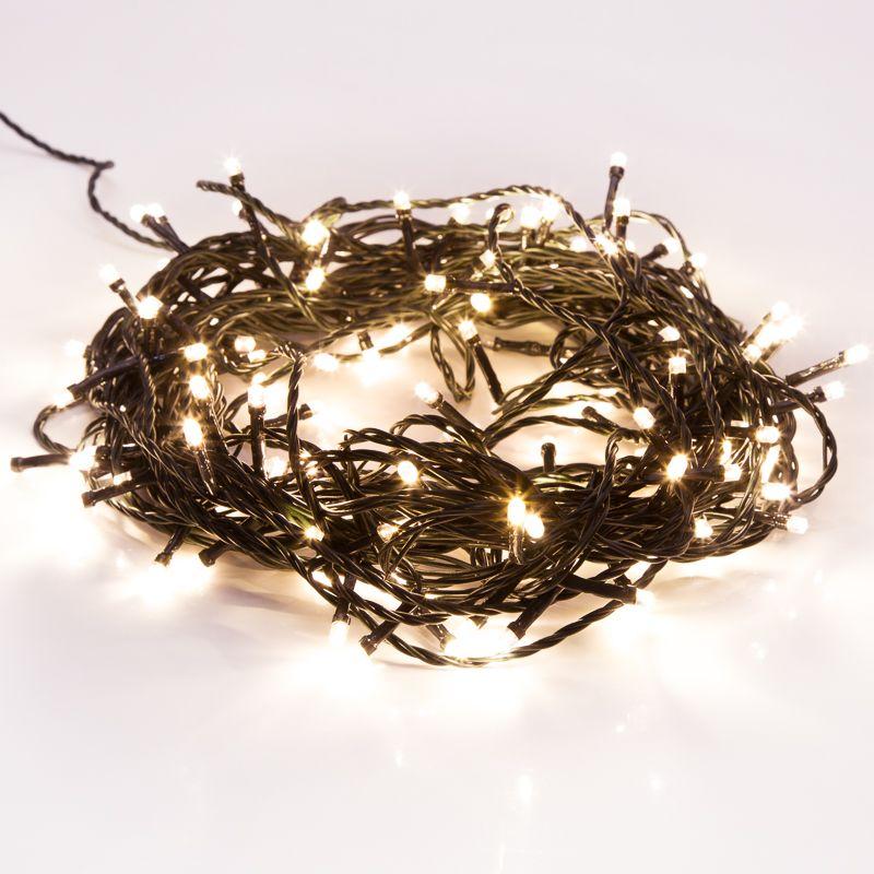 Гирлянда светодиодная "Твинкл Лайт" 4м 25LED тепл. бел. 4.8Вт 220-240В IP20 с контроллером 8 режимов провод ПВХ темн. зел. Neon-Night 303-016