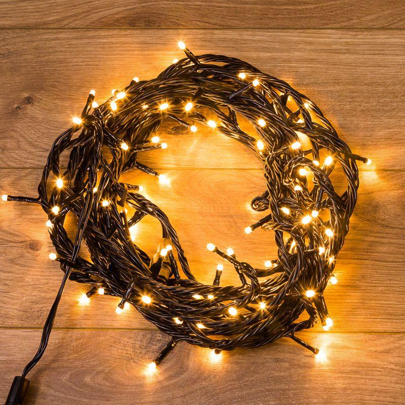 Гирлянда светодиодная управляемая"Нить" 10м 100LED тепл. бел. 10Вт 220-240В IP65 8 режимов провод ПВХ черн. (нужен контроллер 217-204) Neon-Night 303-136