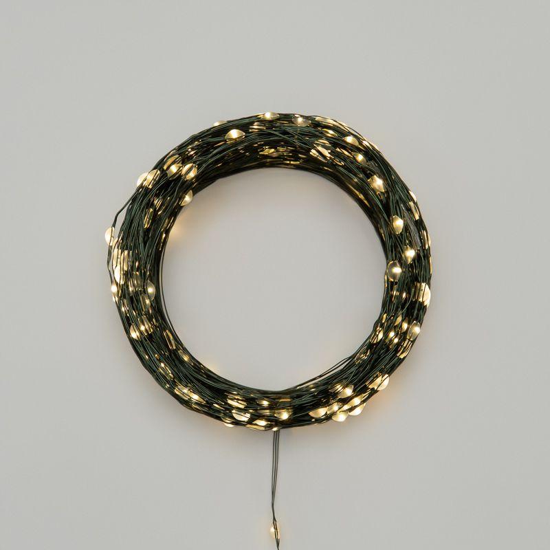 Гирлянда светодиодная "Роса" 50м 500LED тепл. бел. IP20 230В с контроллером провод зел. Neon-Night 303-286