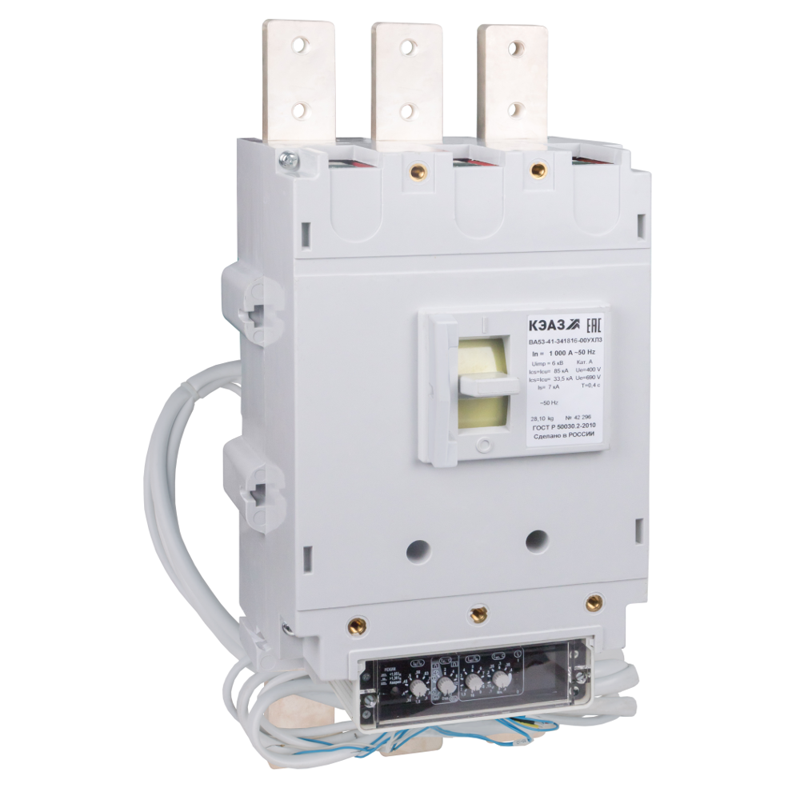 Выключатель автоматический 3п 2000А 80кА ВА55-43-331816 2000А 690AC НР230AC/220DC УХЛ3 КЭАЗ 308184