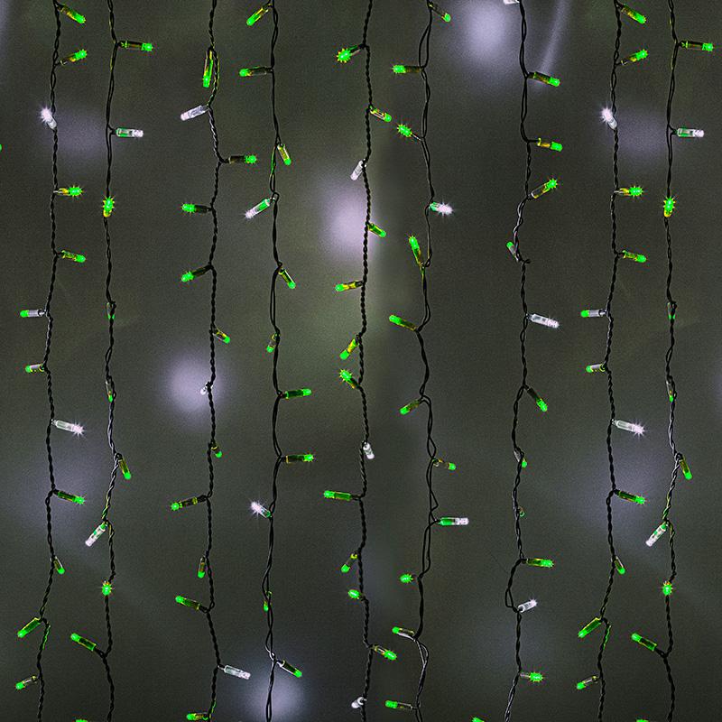 Гирлянда светодиодная "Светодиодный Дождь" 2х4м 800LED зел. 50Вт 220В IP44 с контроллером провод прозр. Neon-Night 235-256