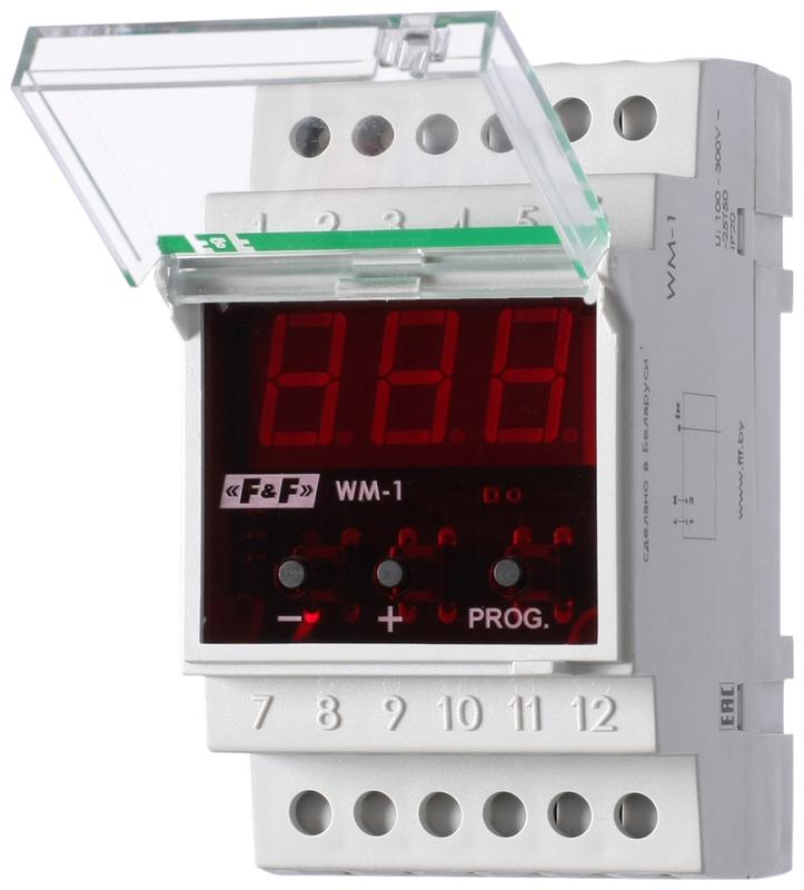 Указатель мощности WM-1 (однофазный; цифровая индикация; монтаж на DIN-рейке 35мм; 230В 16А 1P IP20) F&F EA04.011.001