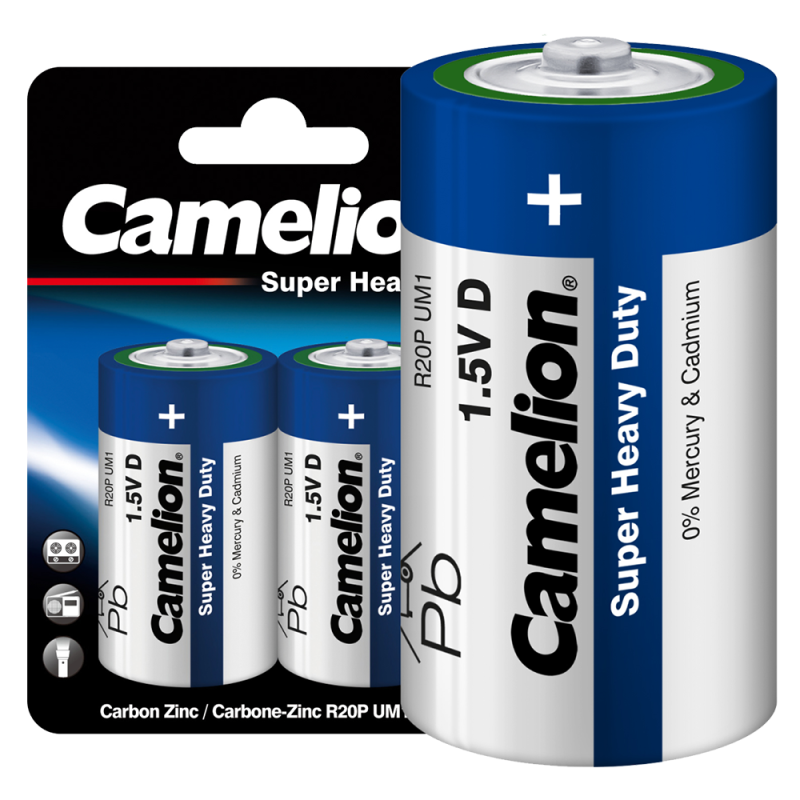 Элемент питания солевой D/R20P-BP2B BL-2 син. (блист.2шт) Camelion 3217