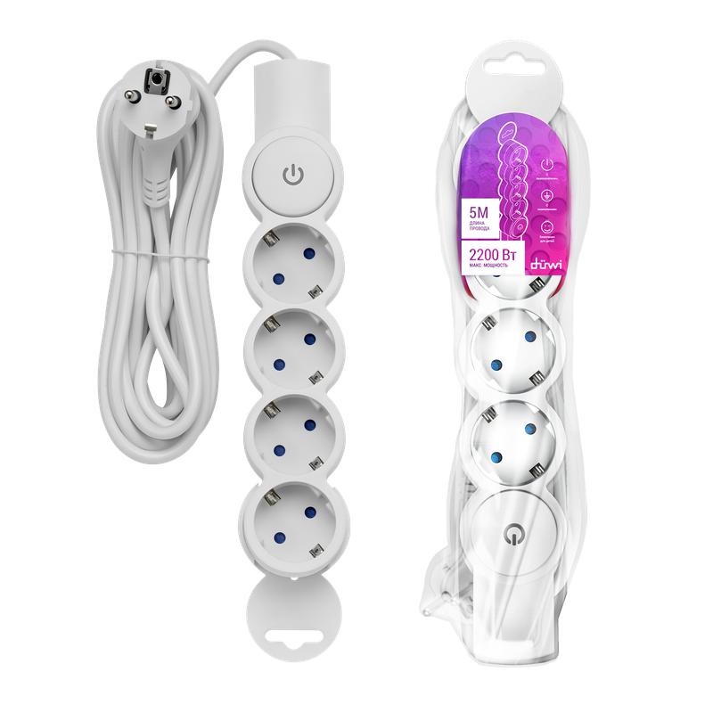 Удлинитель 4х5м с заземл. ПВС 3х0.75 с выкл. защ. шторки REV 32015 1