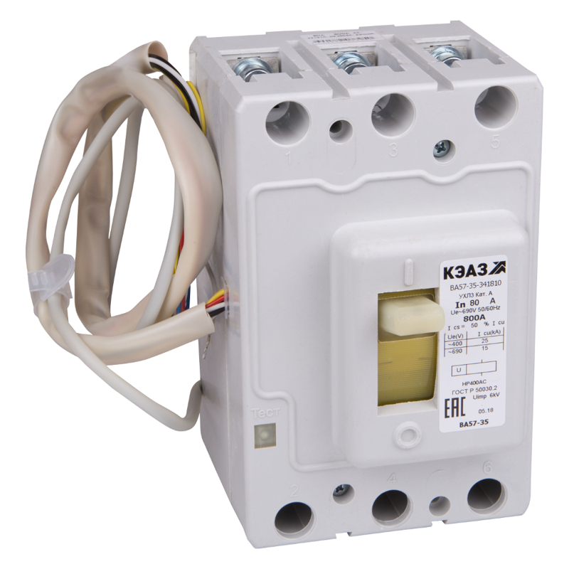 Выключатель автоматический 3п 250А 750Im ВА57-35-831810 220DC НР110AC/DC УХЛ3 КЭАЗ 330095