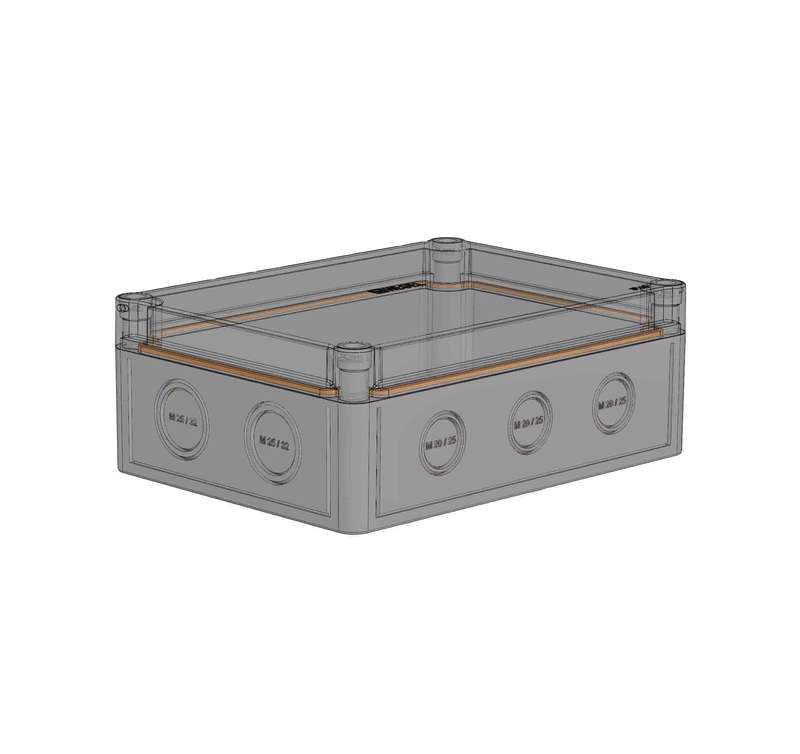 Коробка АБС низкая прозр. крышка св. сер. МП HEGEL КР2802-421