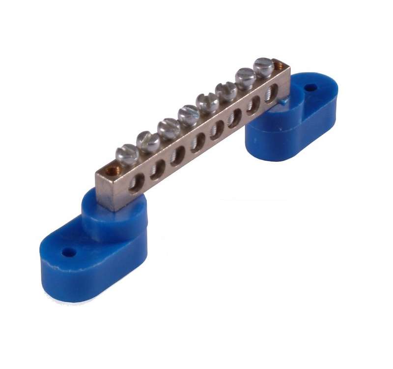 Шина "N" на 10 присоединений 63А на 2 изоляторах стойка HEGEL Шина _N_ 63.10.2