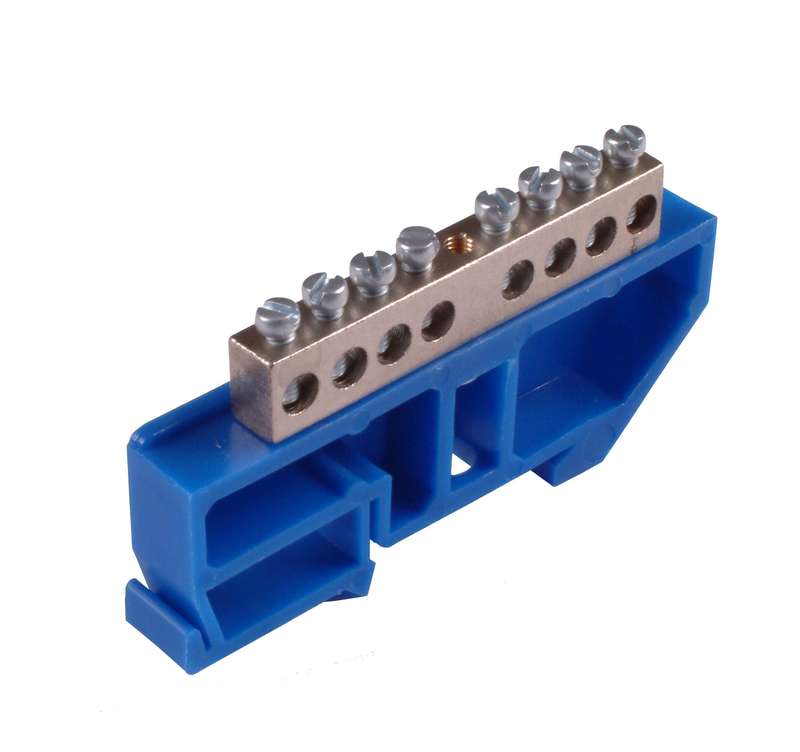 Шина "N" на 8 присоединений 150А на изоляторе под DIN-рейку HEGEL Шина _N_ 150.08.DIN