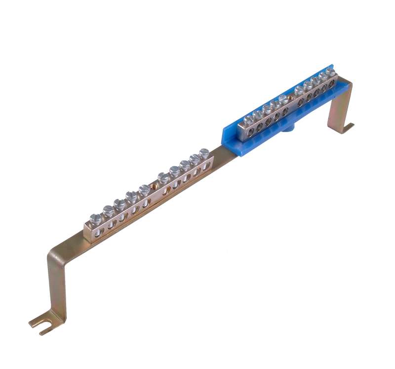 Шина "N"+"PЕ" на 10+12 присоединений 150А на скобе HEGEL Скоба 150._N_10 х _PE_12