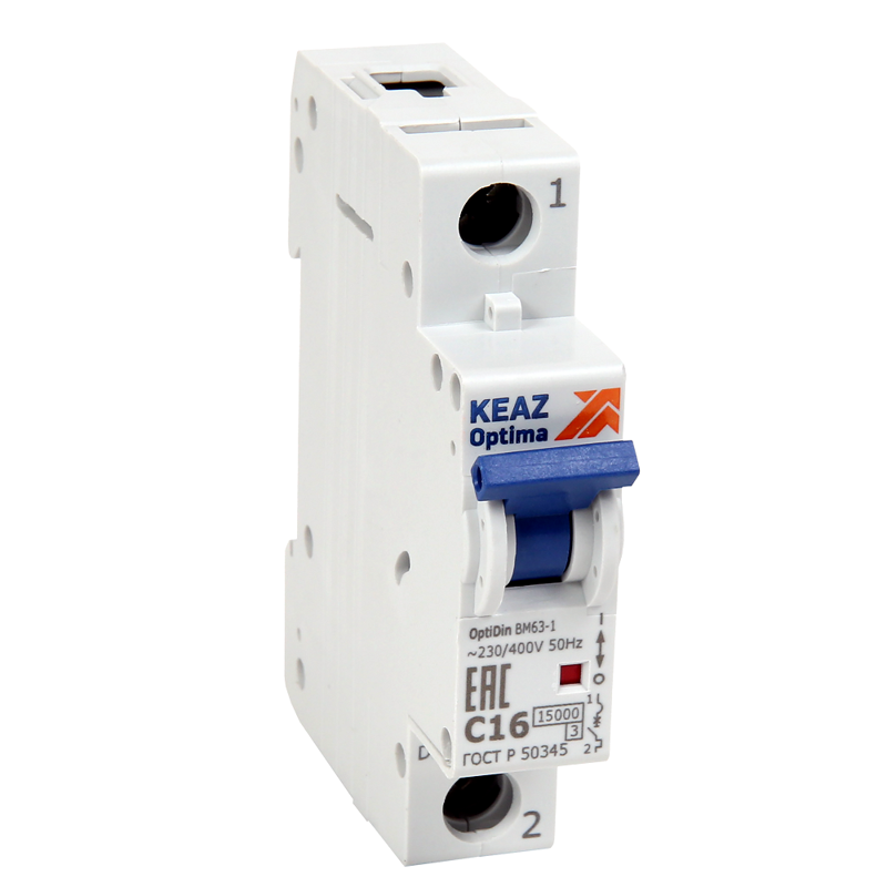 Выключатель автоматический модульный 1п D 8А OptiDin ВМ63-1D8-15-УХЛ3 КЭАЗ 341891
