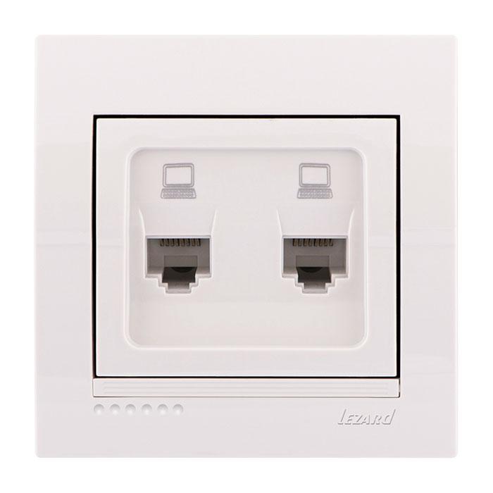 Розетка компьютерная 2-м СП Deriy RJ45 бел. LEZARD 702-0202-141