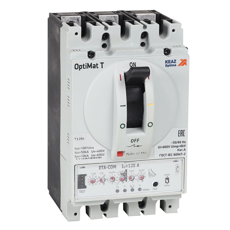 Выключатель автоматический 3п 125А OptiMat T125M ETA КЭАЗ 356094