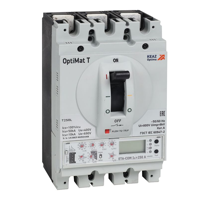 Выключатель автоматический 3п 250А OptiMat T250M ETA-COM КЭАЗ 356112