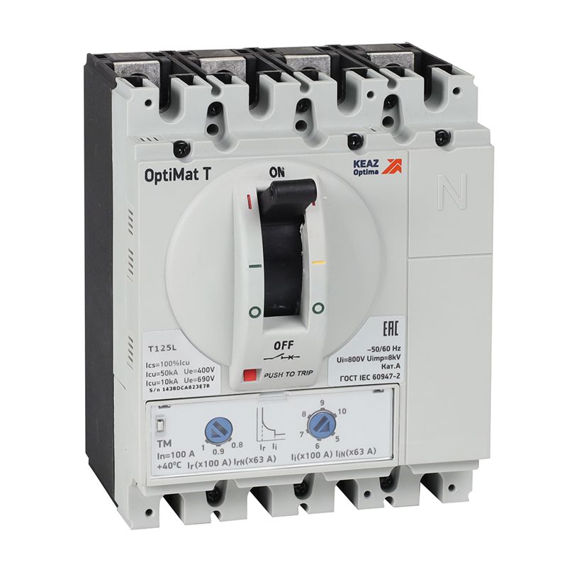 Выключатель автоматический 3п 125А OptiMat T125S TM КЭАЗ 356381