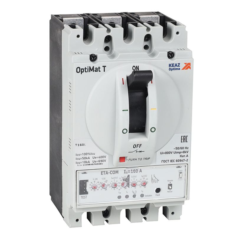 Выключатель автоматический 3п 160А OptiMat T160S ETA КЭАЗ 356529