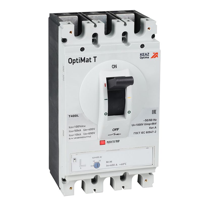 Выключатель автоматический 3п 250А OptiMat T400M-HV TM на напряжение до 1000В AC КЭАЗ 356953