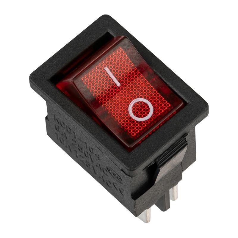 Выключатель клавишный 250В 6А (4с) ON-OFF красн. с подсветкой Mini (RWB-207 SC-768) (инд. упак.) Rexant 36-2190-1