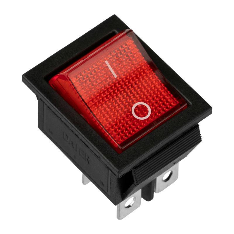 Выключатель клавишный 250В 16А (4с) ON-OFF красн. с подсветкой (RWB-502 SC-767 IRS-201-1) (инд. упак.) Rexant 36-2330-1