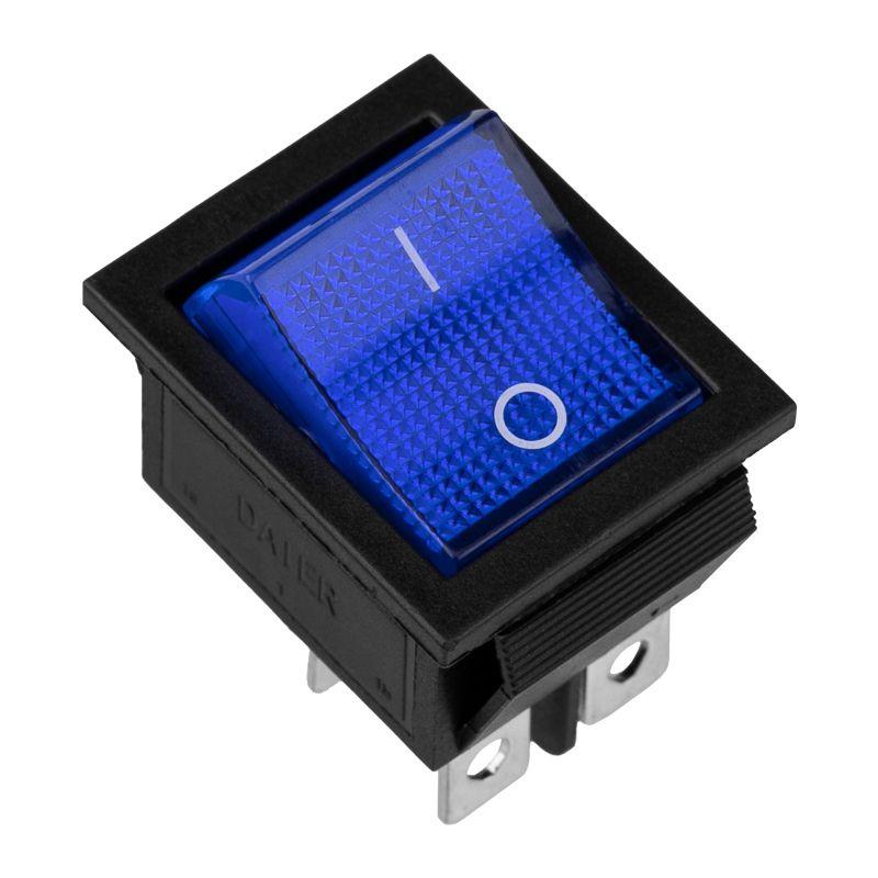Выключатель клавишный 250В 16А (4с) ON-OFF син. с подсветкой (RWB-502 SC-767 IRS-201-1) (инд. упак.) Rexant 36-2331-1