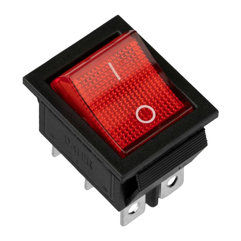 Выключатель клавишный 250В 15А (6с) ON-ON красн. с подсветкой (RWB-506 SC-767) (инд. упак.) Rexant 36-2350-1