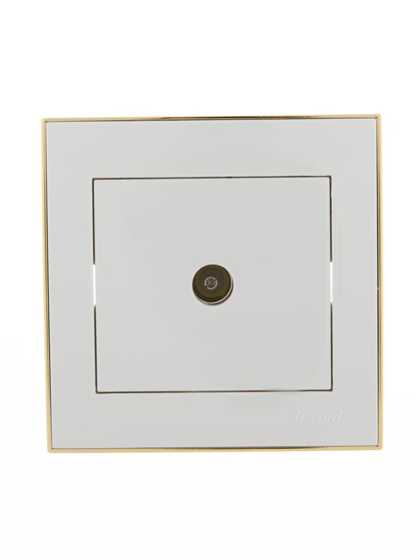 Розетка телевизионная оконечная TV СП Rain с зол. боковой вставкой бел. LEZARD 703-0226-130