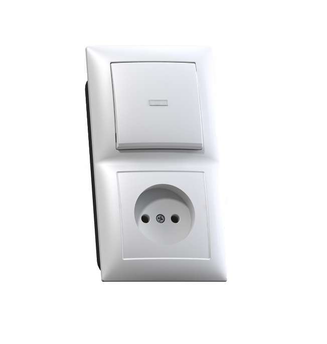 Блок СП БКВР-417 Селена (1-кл. выкл. и индик.+ розетка) бел. Кунцево 8210