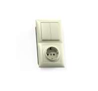 Блок СП БКВР-421 Селена (2-кл. выкл. и индик.+ розетка с заземл.) сл. кость Кунцево 8186