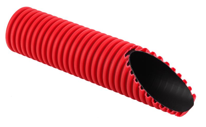 Труба гофрированная двустенная ПНД/ПНД жесткая d160/140.2мм с муфтой и уплотн. кольцом красн. (уп.6м) Ruvinil ТЖ-КЛ0-160К