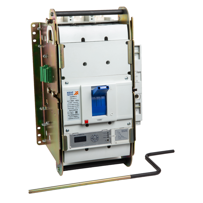 Выключатель автоматический 3п 1000А диапазон уст. 400...1000А 85кА OptiMat D1000H-D-MR2-ОМ4-РЕГ КЭАЗ 381623