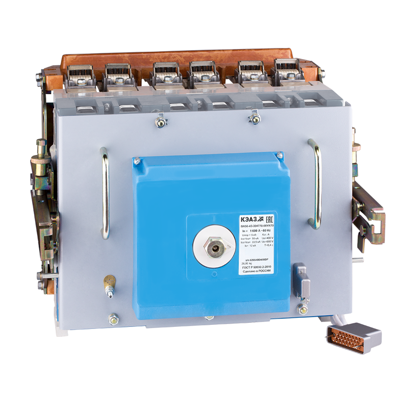 Выключатель автоматический 3п 1600А 80кА ВА56-43-304770 690AC НР230AC/220DC ПЭ220DC УХЛ3 КЭАЗ 388033