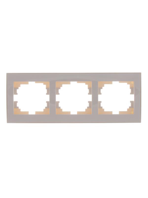 Рамка 3-м Rain горизонт. с боковой вставкой крем. LEZARD 703-0303-148