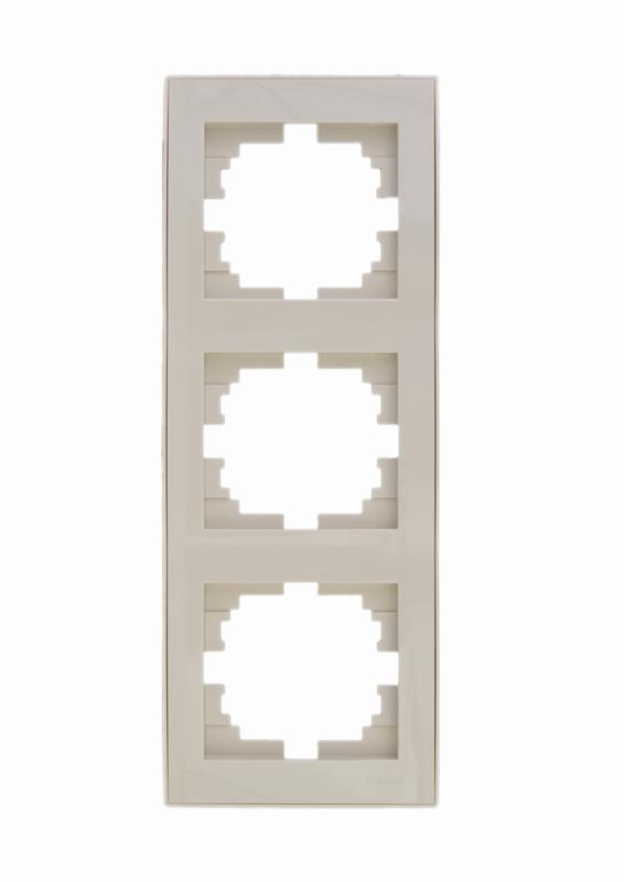 Рамка 3-м Rain вертикал. с боковой вставкой крем. LEZARD 703-0303-153