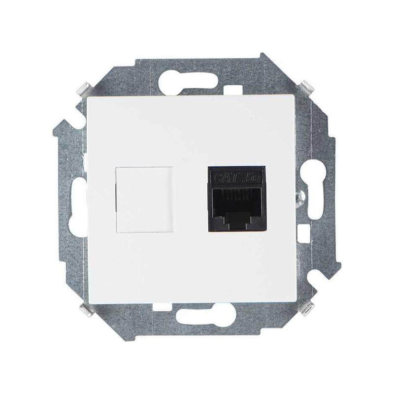Розетка компьютерная Simon 15 RJ45 кат.5E AMP механизм бел. Simon 1591551-030