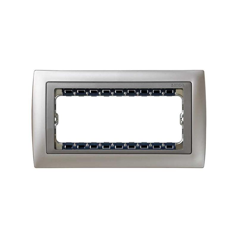 Рамка 5мод. Simon82 Centralizations узкая с суппортом алюм./алюм. Simon 82954-33